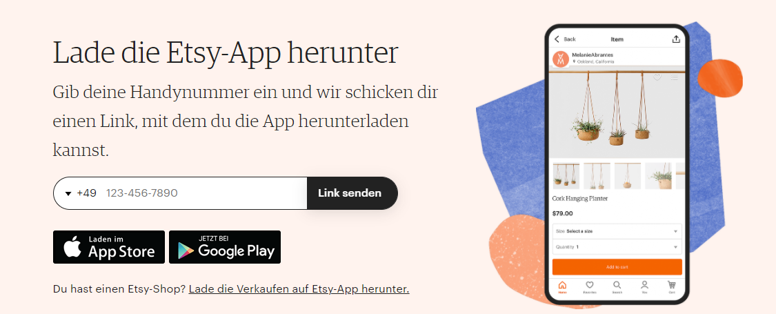 Laden Sie die Etsy-App herunter und bequemer shoppen